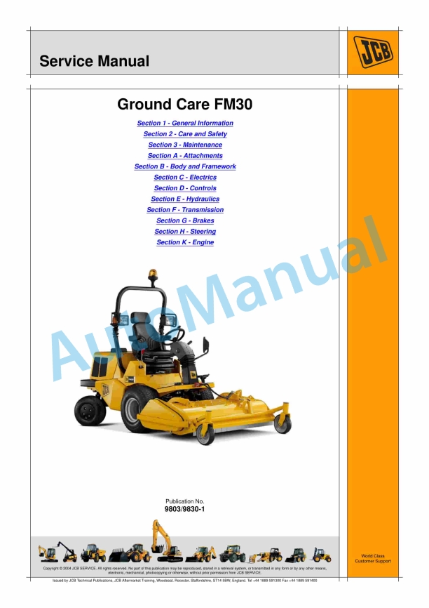 JCB Ground Care FM30 Service Manual 9803-9830 1 JCB Ground Care FM30 Service Manual 9803-9830