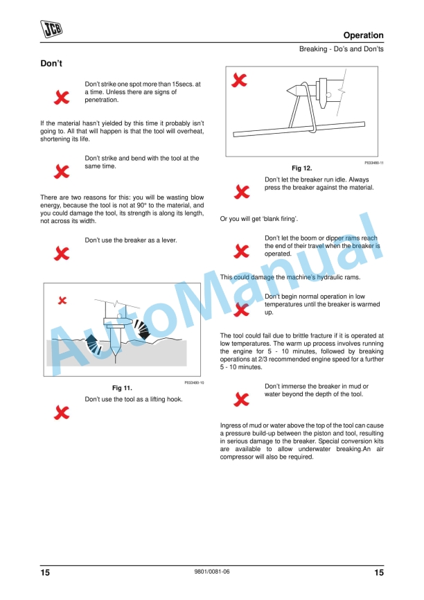 JCB HM 65, HM100, HM100Q Hydraulic Breakers Operator Manual 9801-0081-06 2 JCB HM 65, HM100, HM100Q Hydraulic Breakers Operator Manual 9801-0081-06 - Image 2