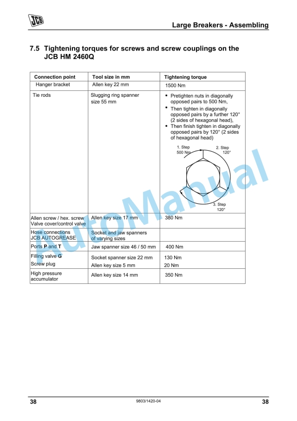 JCB HM Range Medium And Large Hydraulic Breakers Service Manual 9803-1420-04 3 JCB HM Range Medium And Large Hydraulic Breakers Service Manual 9803-1420-04-3
