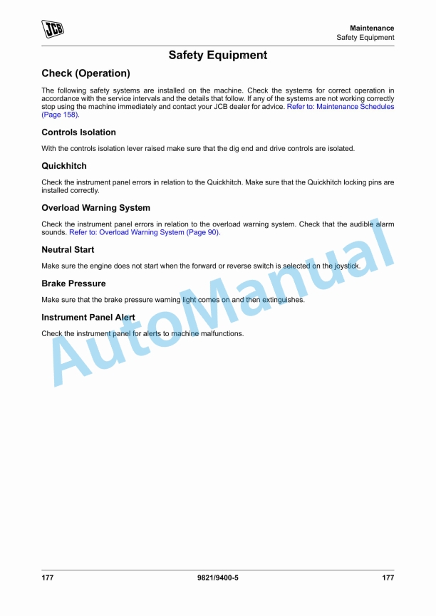 JCB Hydradig 110W Wheeled Excavator Operator Manual 9821-9400 3 JCB Hydradig 110W Wheeled Excavator Operator Manual 9821-9400 - Image 3