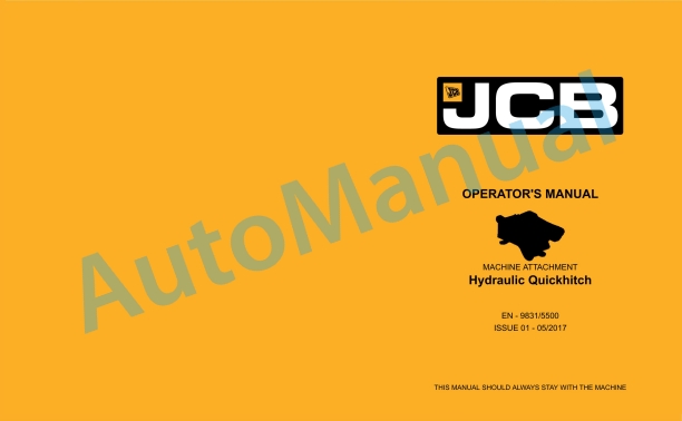 JCB Hydraulic Quickhitch Operator Manual 9831-5500