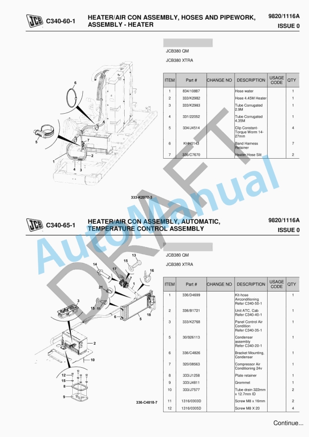 JCB JCB380 Customer Part Book With BOM Owner Parts Book 9820-1116A 2 JCB JCB380 Customer Part Book With BOM Owner Parts Book 9820-1116A-2