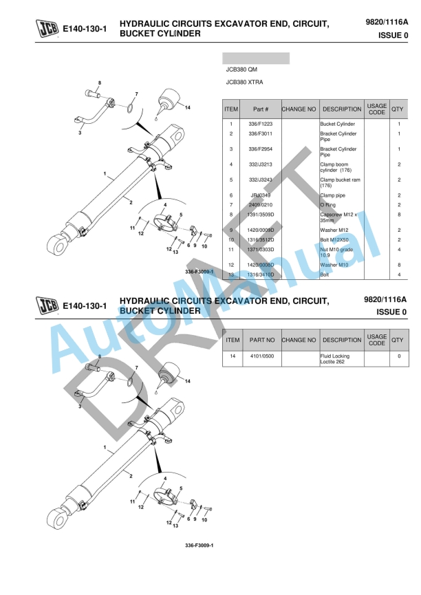 JCB JCB380 Customer Part Book With BOM Owner Parts Book 9820-1116A 4 JCB JCB380 Customer Part Book With BOM Owner Parts Book 9820-1116A-4