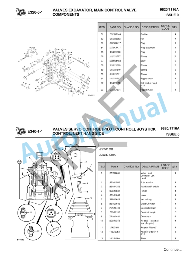 JCB JCB380 Customer Part Book With BOM Owner Parts Book 9820-1116A 5 JCB JCB380 Customer Part Book With BOM Owner Parts Book 9820-1116A-5