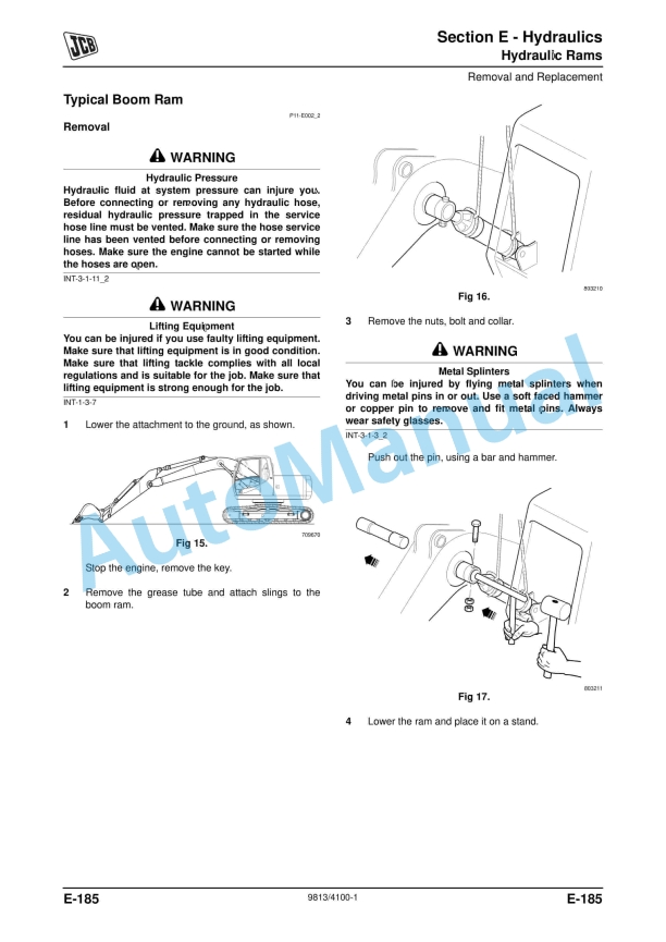 JCB JS 130 Tracked Excavators Service Manual 9813-4100 4 JCB JS 130 Tracked Excavators Service Manual 9813-4100 - Image 4
