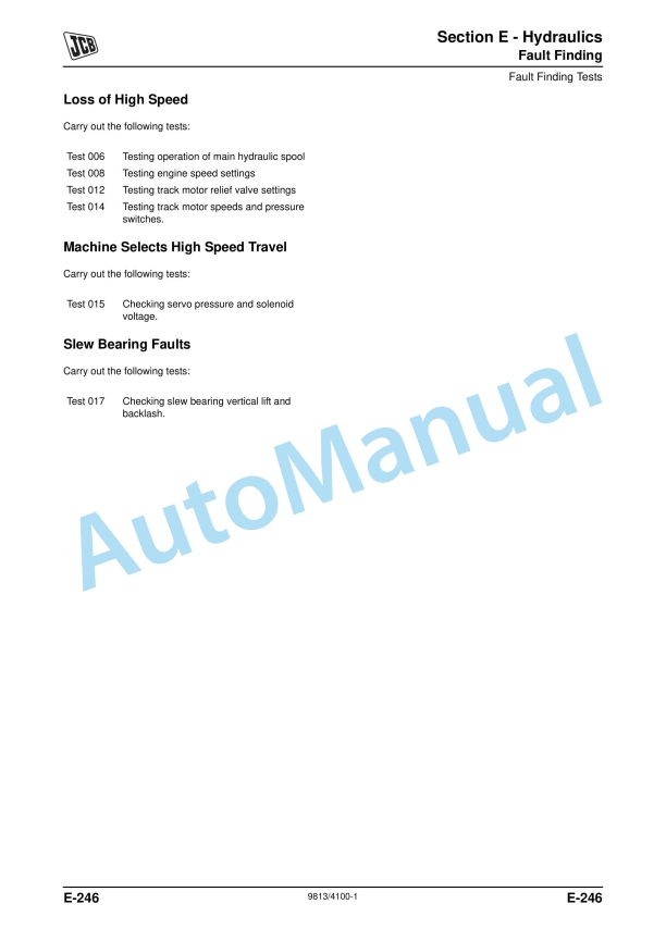 JCB JS 130 Tracked Excavators Service Manual 9813-4100 5 JCB JS 130 Tracked Excavators Service Manual 9813-4100 - Image 5