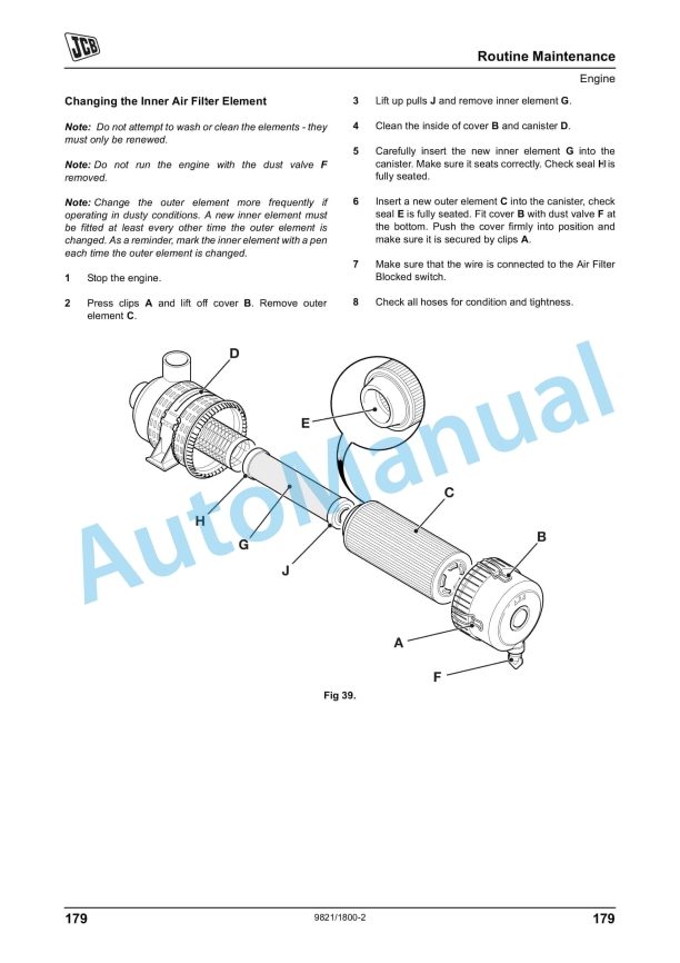 JCB JS Auto Range - Tracked Excavators - Tier 4 Isuzu Engine Operator Manual 9821-1800 3 JCB JS Auto Range - Tracked Excavators - Tier 4 Isuzu Engine Operator Manual 9821-1800 - Image 3
