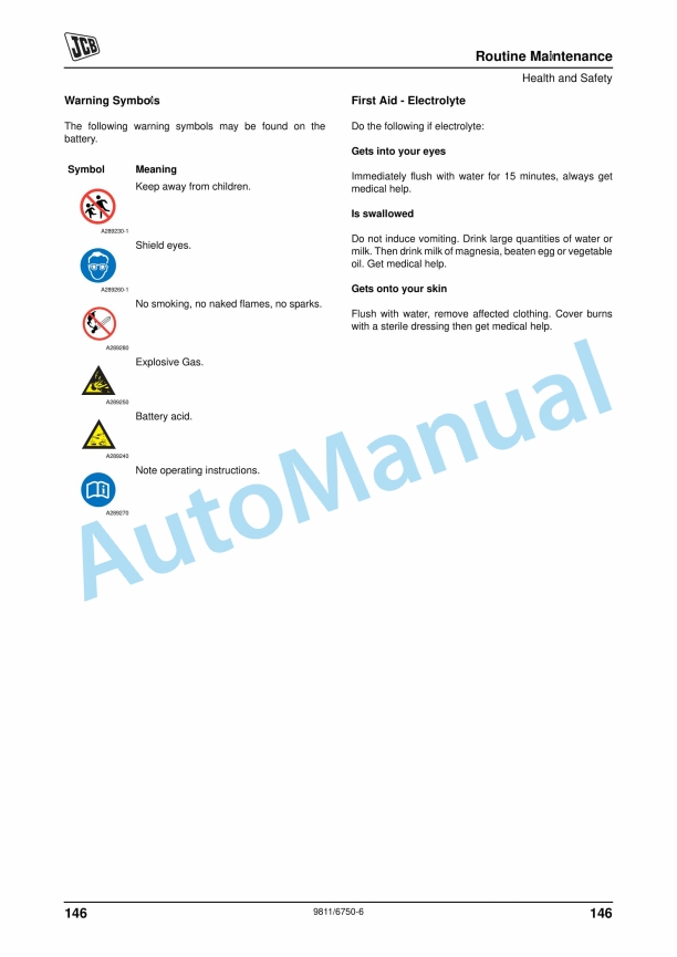 JCB JS Auto Range - Wheeled Excavators - Tier 3 Isuzu Engine Operator Manual 9811-6750 2 JCB JS Auto Range - Wheeled Excavators - Tier 3 Isuzu Engine Operator Manual 9811-6750 - Image 2