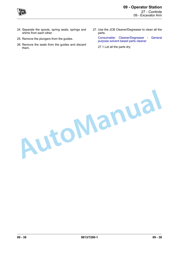 JCB JS115, JS130, JS145, JS160, JS180, JS190 Excavator Service Manual 9813-7200 5 JCB JS115, JS130, JS145, JS160, JS180, JS190 Excavator Service Manual 9813-7200 - Image 5