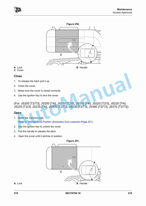 JCB JS115 to JS370 Excavator Operator Manual 9821-9700 2 JCB JS115 to JS370 Excavator Operator Manual 9821-9700 - Image 2