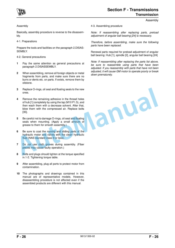JCB JS120 Tracked Excavators Service Manual 9813-1300 5 JCB JS120 Tracked Excavators Service Manual 9813-1300 - Image 5