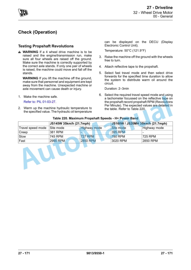 JCB JS145W, JS160W, JS20 MH Wheeled Excavator Service Manual 9813-9550 2 JCB JS145W, JS160W, JS20 MH Wheeled Excavator Service Manual 9813-9550 - Image 2