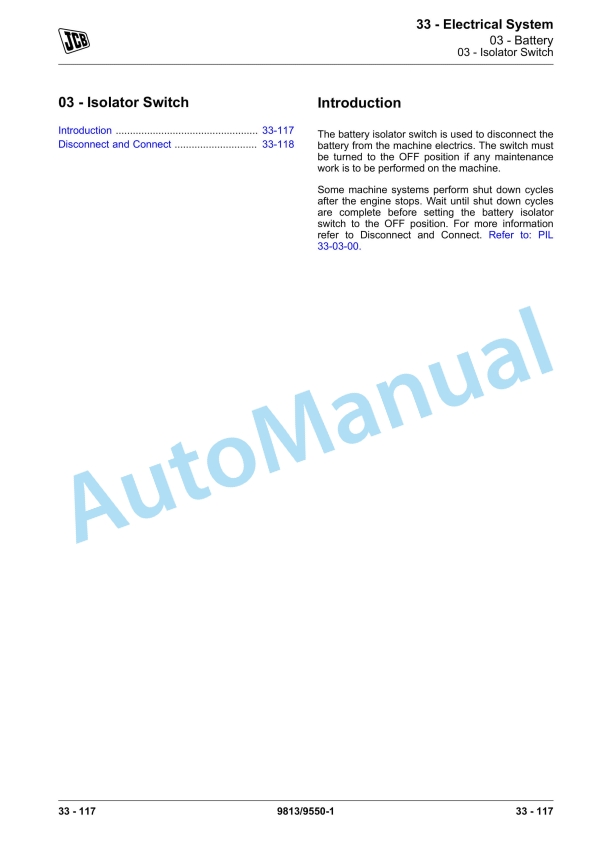 JCB JS145W, JS160W, JS20 MH Wheeled Excavator Service Manual 9813-9550 4 JCB JS145W, JS160W, JS20 MH Wheeled Excavator Service Manual 9813-9550 - Image 4