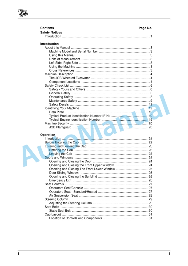JCB JS175W Operator Manual 9801-9470 1 JCB JS175W Operator Manual 9801-9470