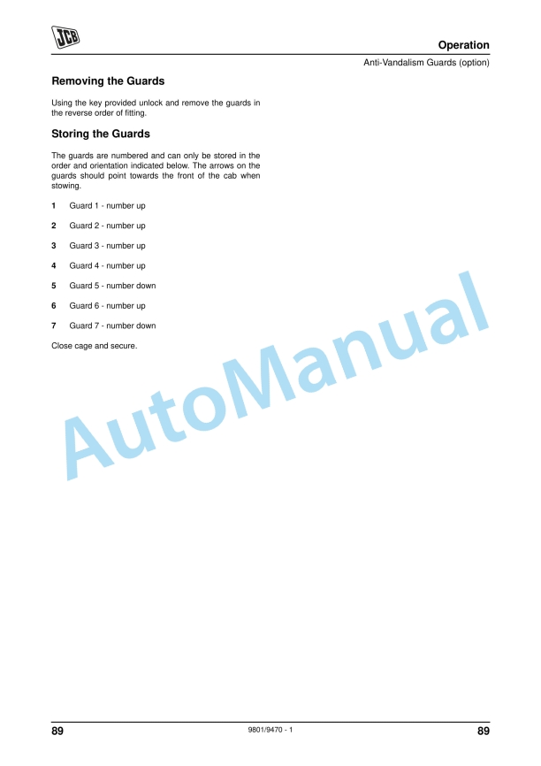 JCB JS175W Operator Manual 9801-9470 2 JCB JS175W Operator Manual 9801-9470 - Image 2