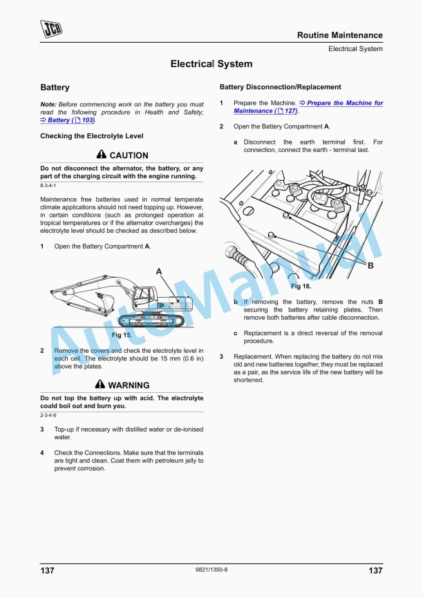 JCB JS200, JS140, JS205 Tracked Excavator Operator Manual 9821-1350-8 3 JCB JS200, JS140, JS205 Tracked Excavator Operator Manual 9821-1350-8 - Image 3