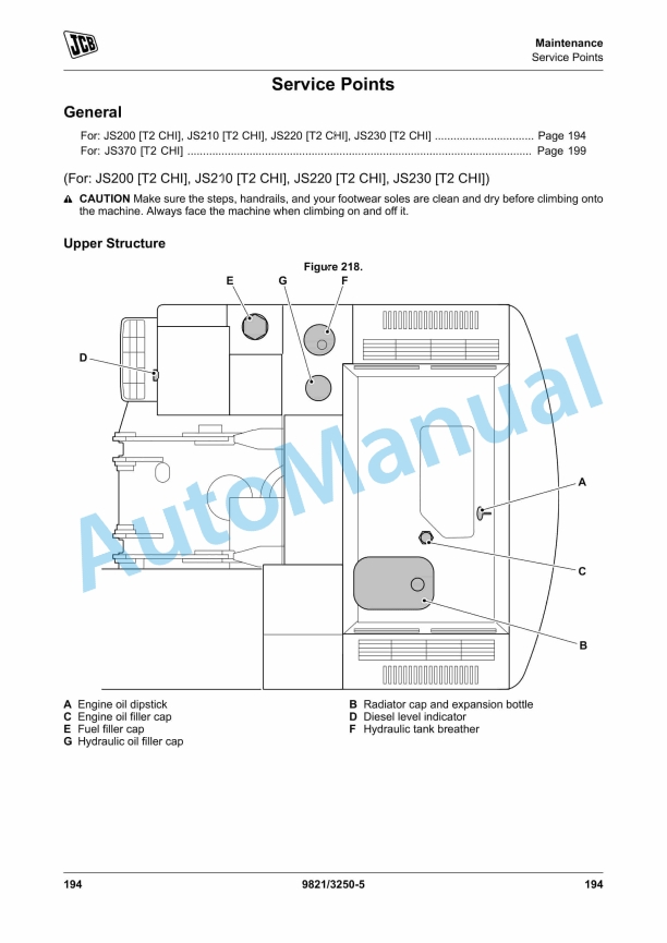 JCB JS200, JS210, JS220, JS230, JS370 Excavator Operator Manual 9821-3250 3 JCB JS200, JS210, JS220, JS230, JS370 Excavator Operator Manual 9821-3250 - Image 3