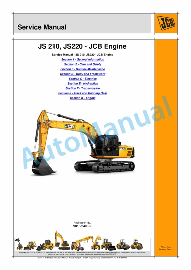 JCB JS210, JS220 Service Manual 9813-2400