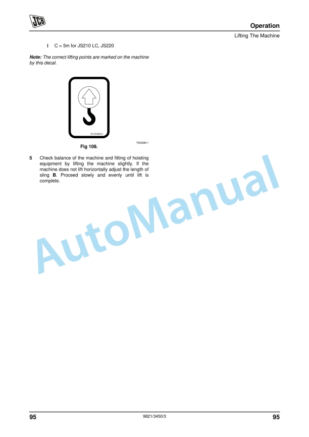 JCB JS210LC, JS220 Tracked Excavator Operator Manual 9821-3450-3 2 JCB JS210LC, JS220 Tracked Excavator Operator Manual 9821-3450-3 - Image 2