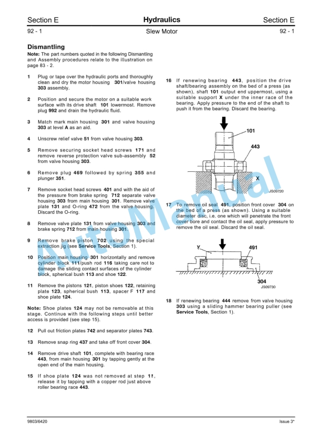 JCB JS330, JS450, JS460, JS500 Service Manual 9803-6420 5 JCB JS330, JS450, JS460, JS500 Service Manual 9803-6420 - Image 5