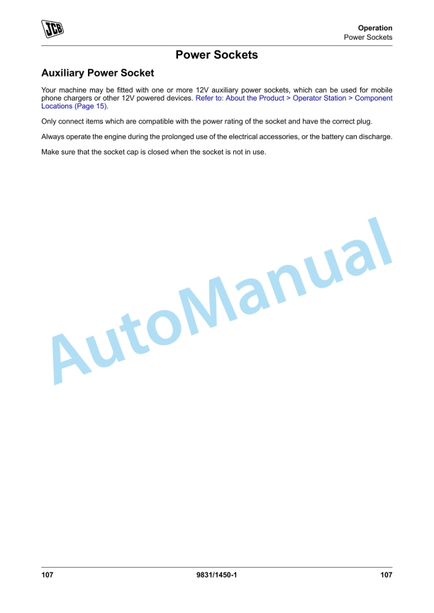 JCB JS70, JS80 Operator Manual 9831-1450 2 JCB JS70, JS80 Operator Manual 9831-1450 - Image 2