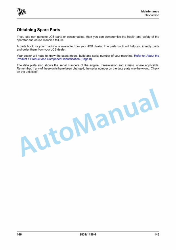JCB JS70, JS80 Operator Manual 9831-1450 3 JCB JS70, JS80 Operator Manual 9831-1450 - Image 3