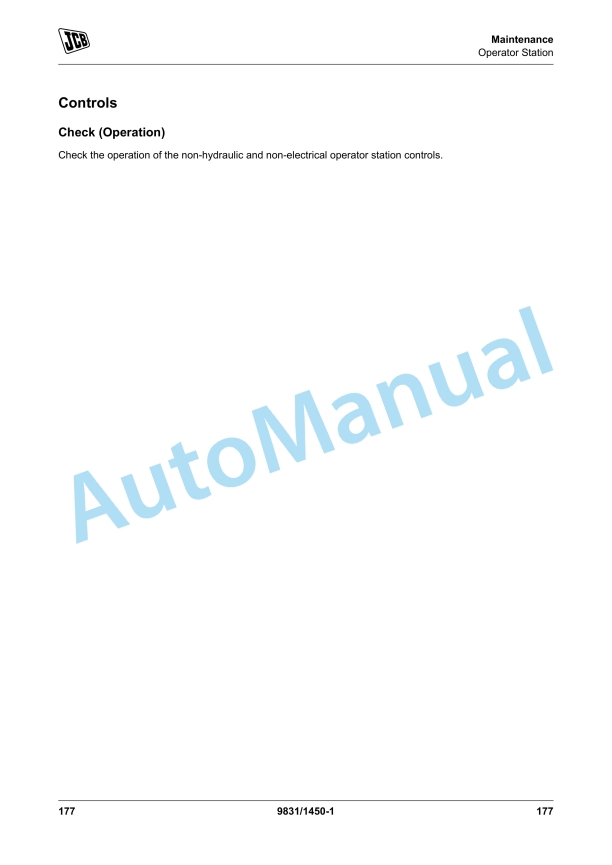 JCB JS70, JS80 Operator Manual 9831-1450 5 JCB JS70, JS80 Operator Manual 9831-1450 - Image 5