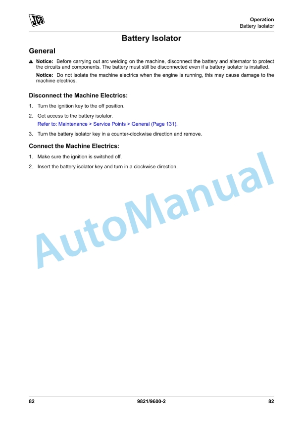 JCB JS81 Operator Manual 9821-9600 2 JCB JS81 Operator Manual 9821-9600 - Image 2