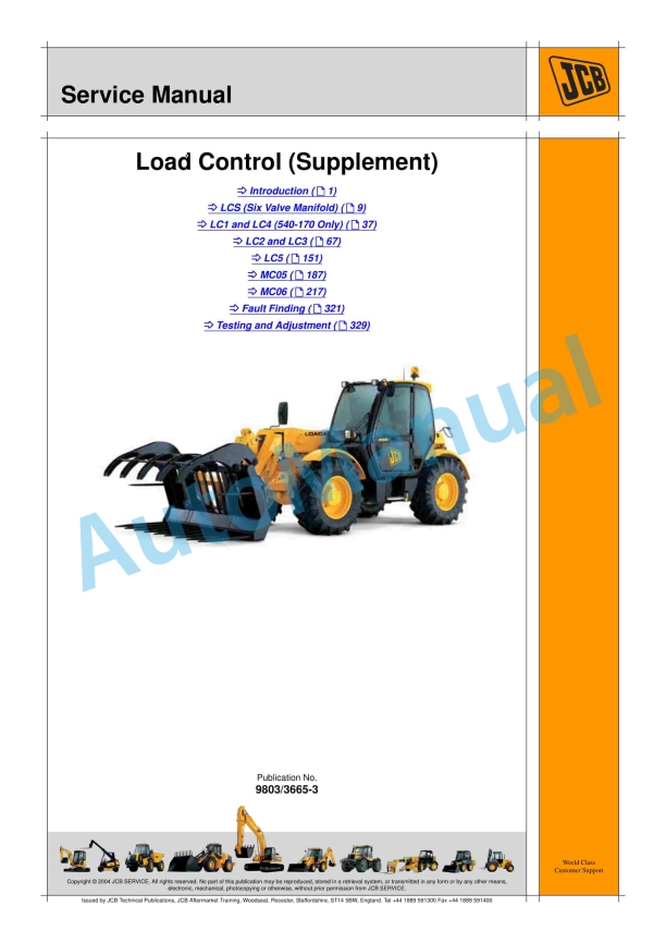 JCB LCS, LC1, LC4, LC2, LC3, LC5, MC05, MC06 Load Control System Service Manual 9803-3665-3