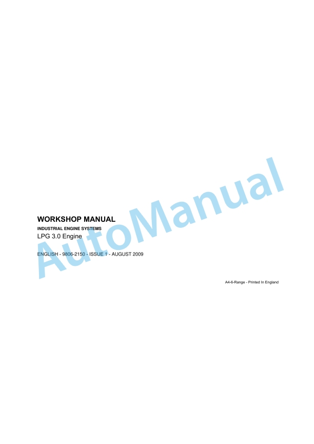 JCB LPG 3.0 Engine Workshop Manual 9806-2150 1 JCB LPG 3.0 Engine Workshop Manual 9806-2150