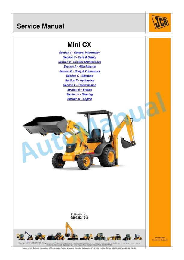 JCB Mini CX Service Manual 9803-9340