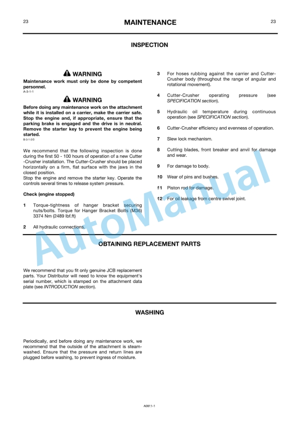 JCB MP400 Cutter-Crusher Owners Manual 332-A0811 2 JCB MP400 Cutter-Crusher Owners Manual 332-A0811 - Image 2