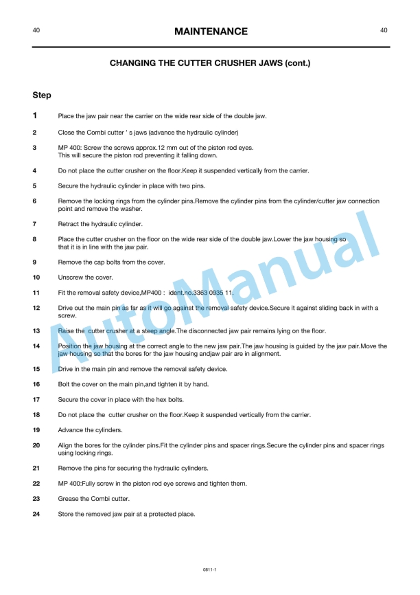 JCB MP400 Cutter-Crusher Owners Manual 332-A0811 5 JCB MP400 Cutter-Crusher Owners Manual 332-A0811 - Image 5