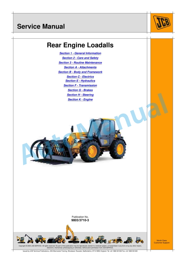 JCB Rear Engine Loadalls Service Manual 9803-3710-3