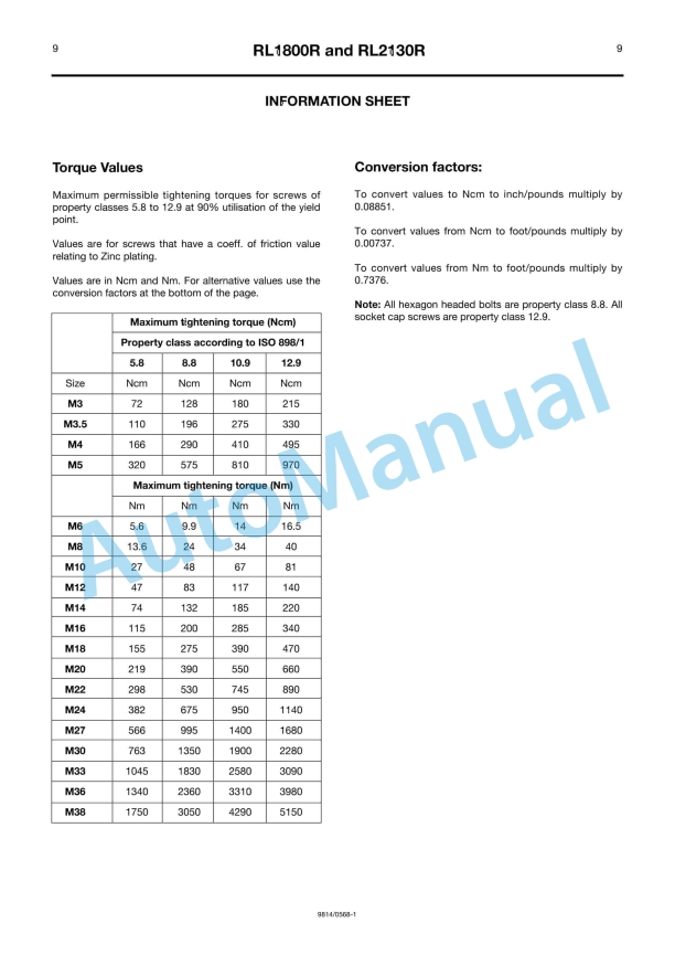 JCB RL1800R, RL2130R Rear Mounted Roller Mower Owners Manual 9814-0568 3 JCB RL1800R, RL2130R Rear Mounted Roller Mower Owners Manual 9814-0568-3