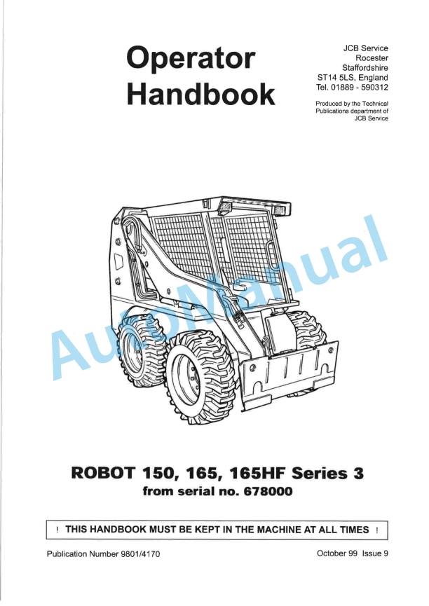 JCB Robot 150, 165, 165HF Series 3 Operator Handbook 9801-4170 1 JCB Robot 150, 165, 165HF Series 3 Operator Handbook 9801-4170