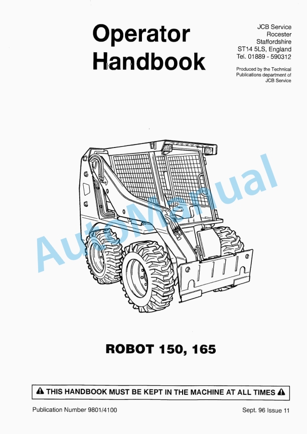 JCB Robot 150, 165 Operator Handbook 9801-4100 1 JCB Robot 150, 165 Operator Handbook 9801-4100