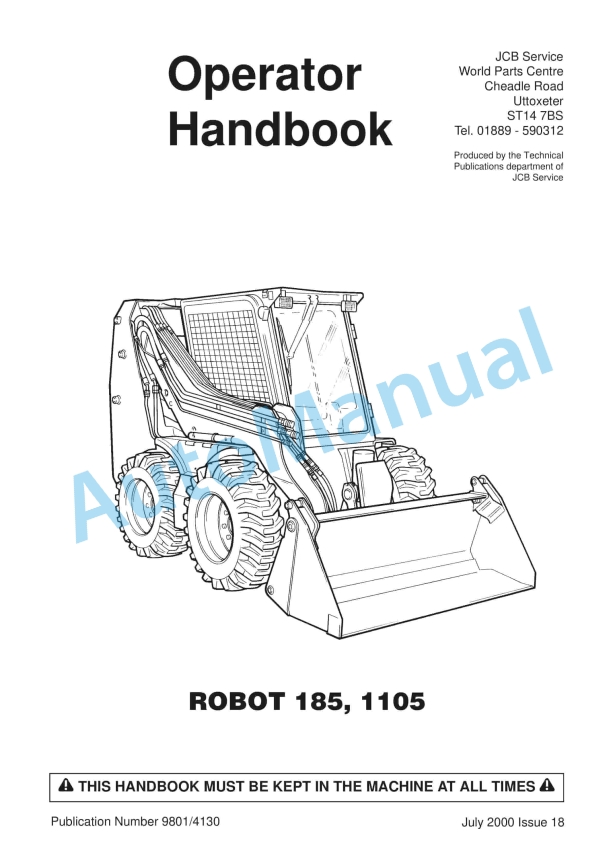 JCB Robot 185, 1105 Operator Handbook 9801-4130