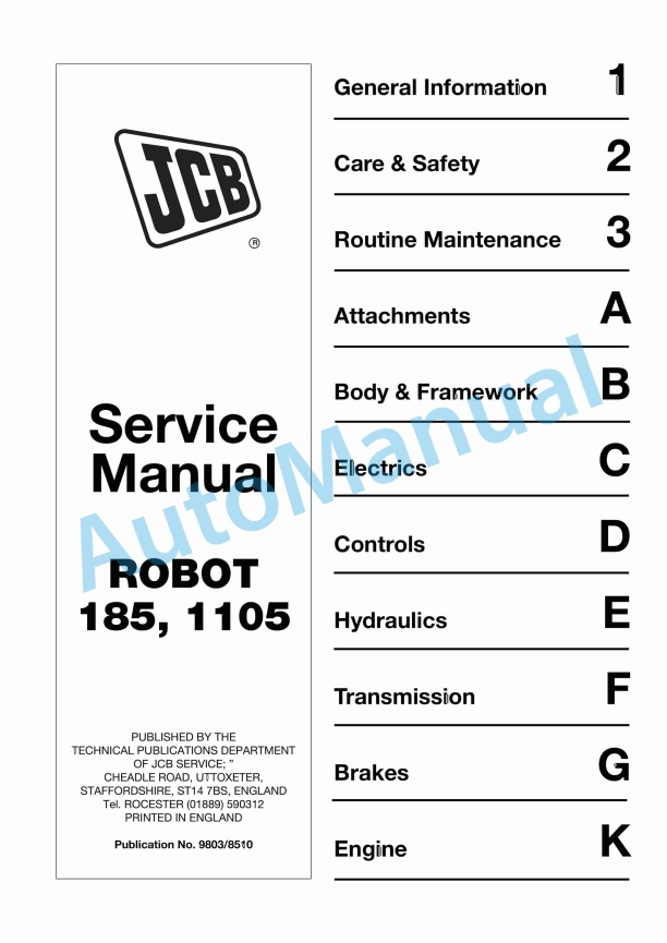 JCB Robot 185, 1105 Service Manual 9803-8510