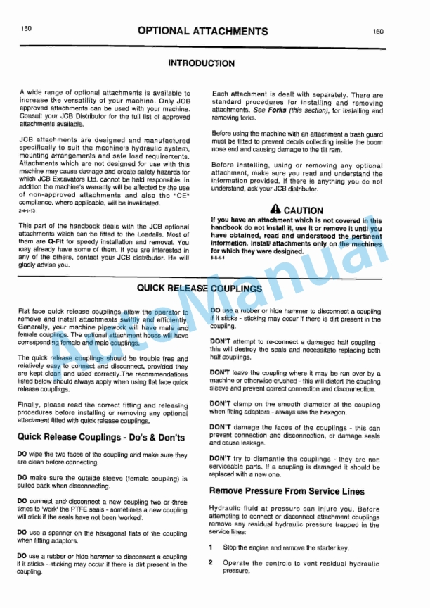 JCB Servo Machines Loadall Operator Handbook 9801-7990-5