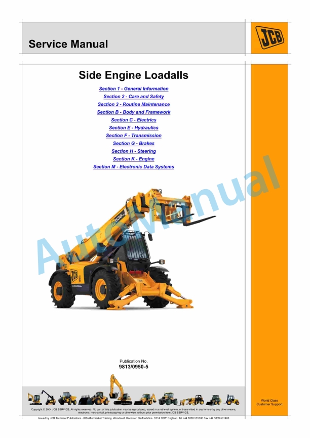 JCB Side Engine Loadalls Service Manual 9813-0950