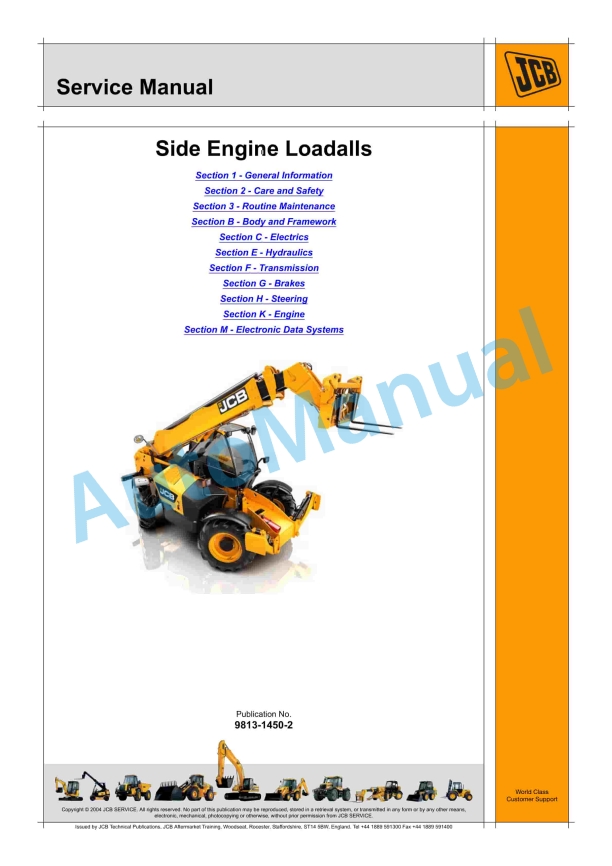 JCB Side Engine Loadalls Service Manual 9813-1450