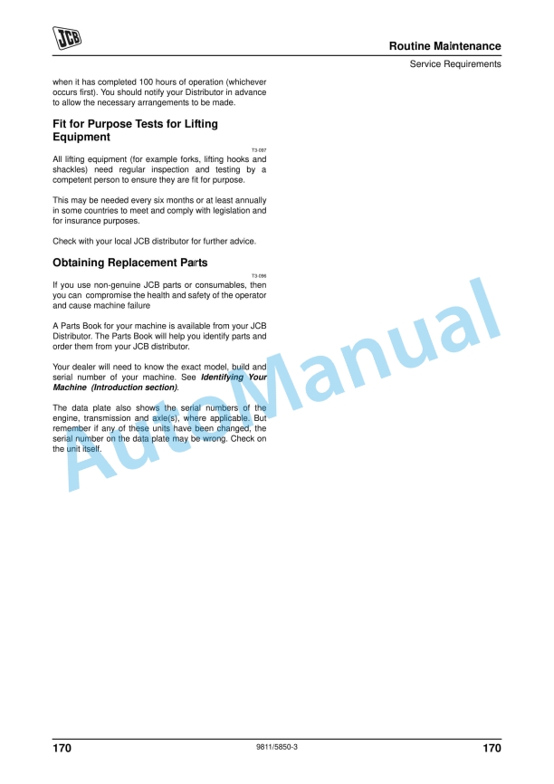 JCB Side Engine (Tier 3) Loadalls Operator Manual 9811-5850 2 JCB Side Engine (Tier 3) Loadalls Operator Manual 9811-5850 - Image 2