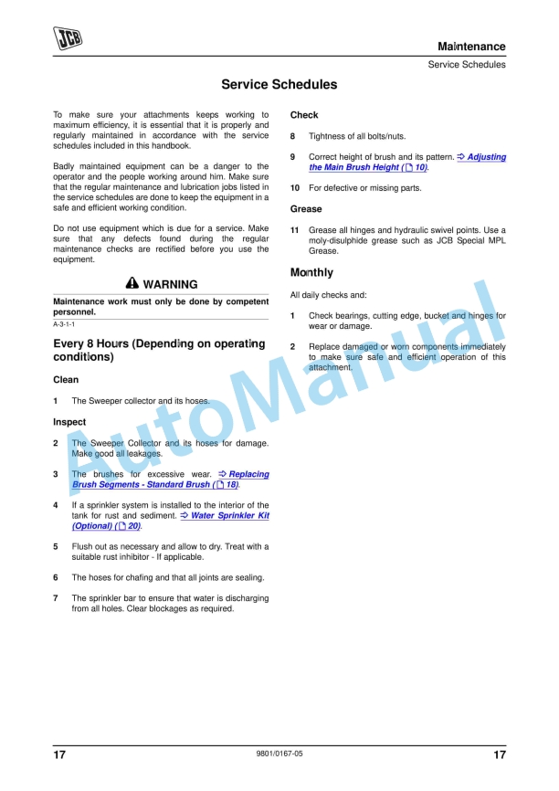 JCB Sweeper Collector for Robot 165, 185, 190, 1110, 1105 Operator Manual 9801-0167-05 3 JCB Sweeper Collector for Robot 165, 185, 190, 1110, 1105 Operator Manual 9801-0167-05 - Image 3
