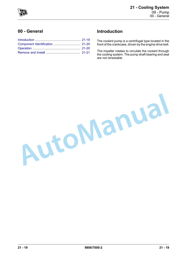 JCB T2-3 Elec Engine 4 Cyl Service Manual 9806-7000 4 JCB T2-3 Elec Engine 4 Cyl Service Manual 9806-7000 - Image 4