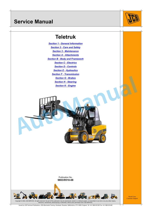JCB Teletruk Service Manual 9803-9510