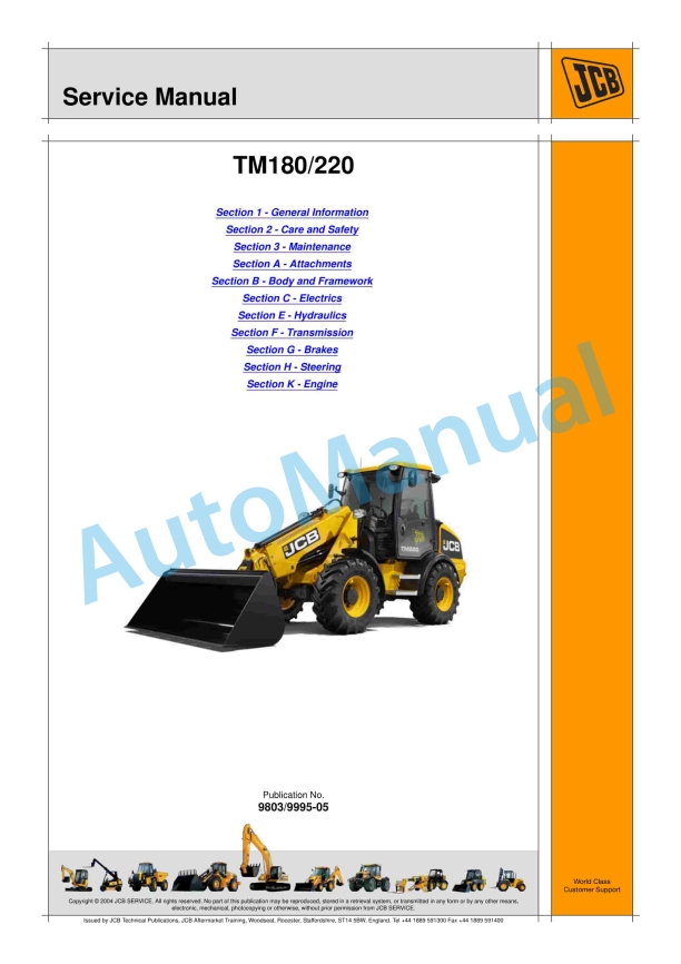 JCB TM180, TM220 Service Manual 9803-9995