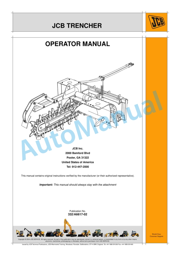 JCB Trencher Operator Manual 332-A6617-02