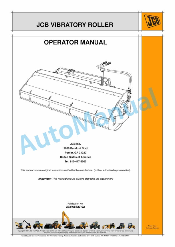 JCB Vibratory Roller Operator Manual 332-A6620-02