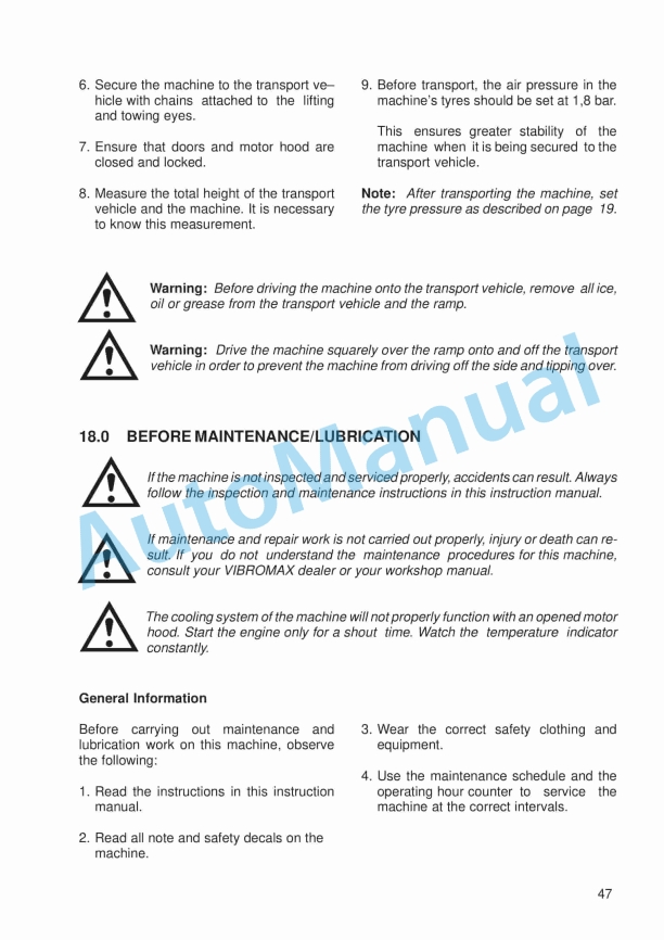 Alternative view of JCB VM 115 D, VM 115 PD, VM 115 HD Vibratory Single Drum Roller Instruction Manual 07232-28335